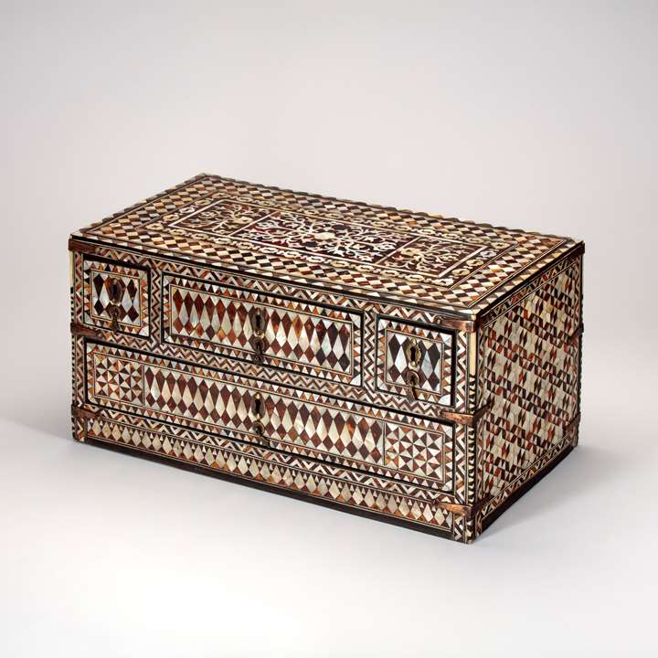 Ottoman writing box with mother of pearl and tortoiseshell